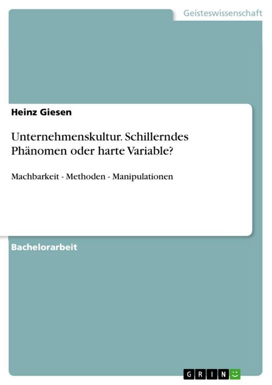 Produktbild: Unternehmenskultur - Schillerndes Ph&auml;nomen oder harte Variable?