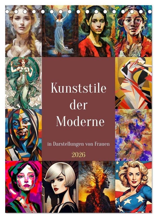 Produktbild: Kunststile der Moderne in Darstellungen von Frauen (Tischkalender 2026 DIN A5 hoch), CALVENDO Monatskalender