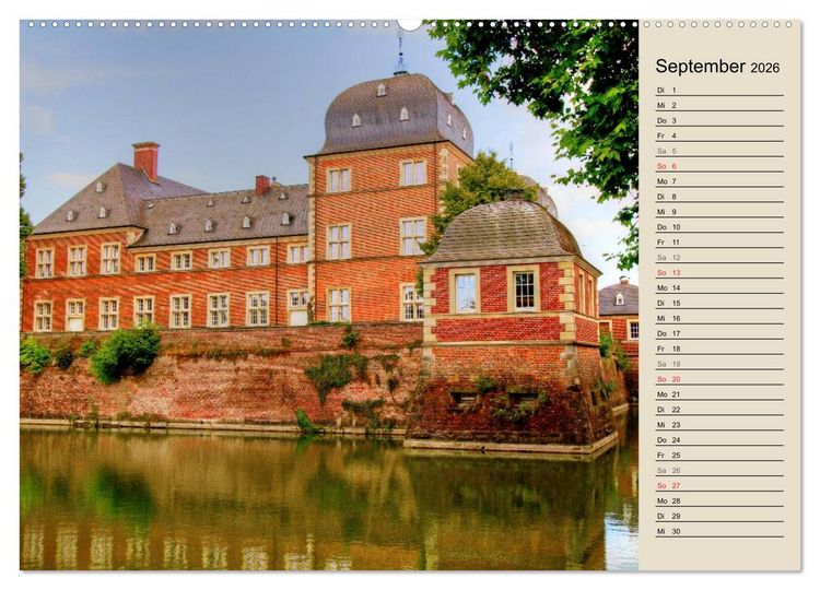 Produktbild: Burgen und Schl&ouml;sser im M&uuml;nsterland (hochwertiger Premium Wandkalender 2026 DIN A2 quer), Kunstdruck in Hochglanz