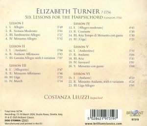Produktbild: Turner:6 Lessons For The Harpsichord (1756)