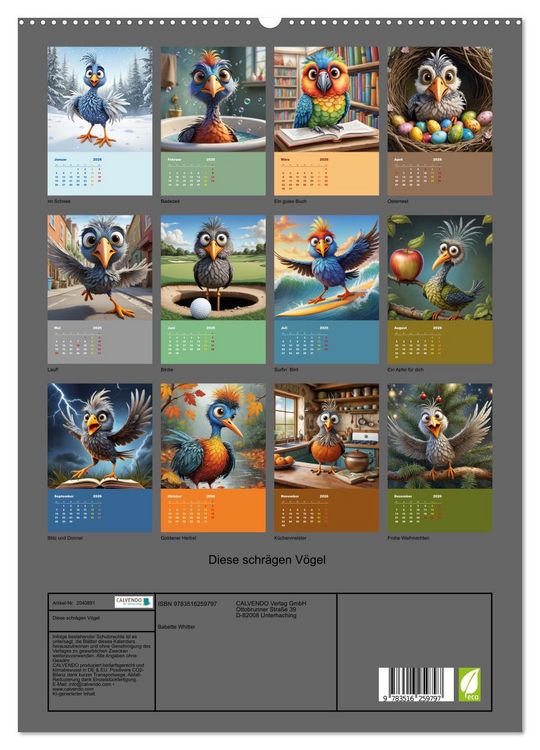 Produktbild: Diese schr&auml;gen V&ouml;gel (hochwertiger Premium Wandkalender 2026 DIN A2 hoch), Kunstdruck in Hochglanz