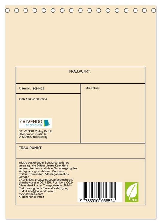 Produktbild: FRAU.PUNKT. (Tischkalender 2026 DIN A5 hoch), CALVENDO Monatskalender