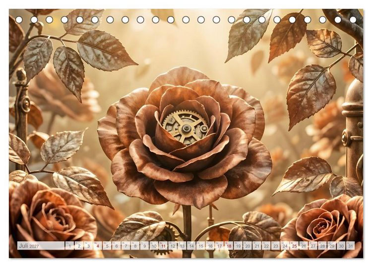 Produktbild: Der Garten der stillen Zahnr&auml;der - Ein Jahr zwischen Bl&uuml;ten, Mechanik und leiser Magie (Tischkalender 2027 DIN A5 quer), CALVENDO Monatskalender