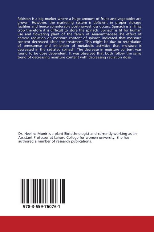 Produktbild: Effect of Gamma Radiation on Post-harvest Spoilage of Spinach