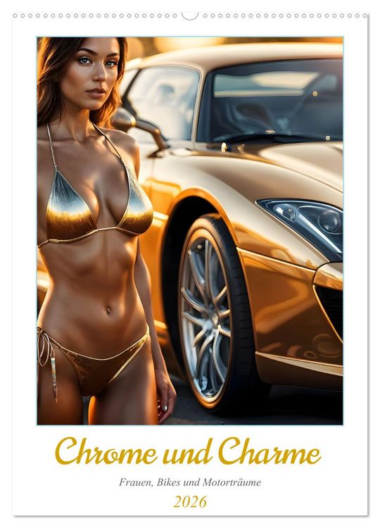Produktbild: Chrome und Charme - Frauen, Bikes und Motortr&auml;ume (Wandkalender 2026 DIN A2 hoch), CALVENDO Monatskalender