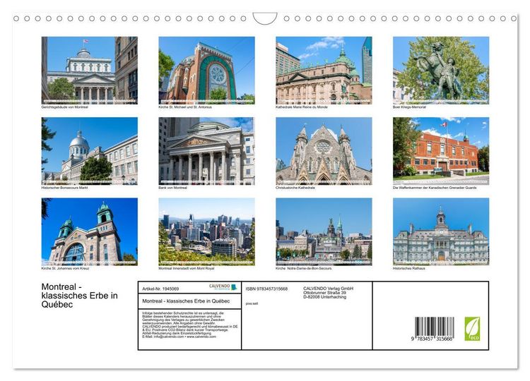Produktbild: Montreal - klassisches Erbe in Qu&eacute;bec (Wandkalender 2026 DIN A3 quer), CALVENDO Monatskalender