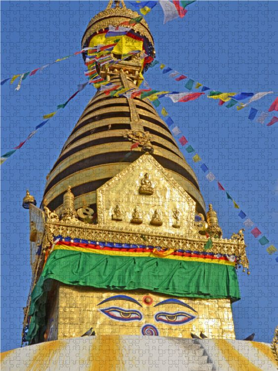 Produktbild: CALVENDO Puzzle Der obere Teil des ber&uuml;hmten Stupa von Swayambhunath im Westen von Kathmandu 1000 Teile Lege-Gr&ouml;&szlig;e 48 x 64 cm Foto-Puzzle Bild von Ulrich Senff