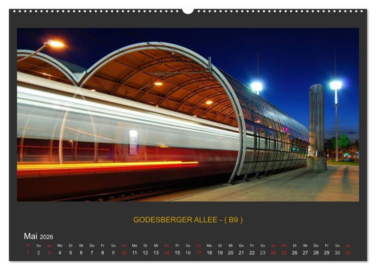 Produktbild: BONNER NACHTFARBEN (hochwertiger Premium Wandkalender 2026 DIN A2 quer), Kunstdruck in Hochglanz