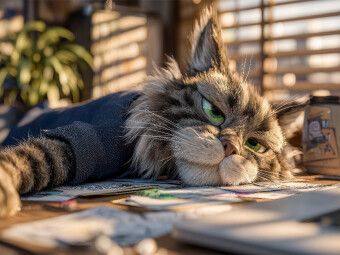 Produktbild: CALVENDO Puzzle Faule Katze im B&uuml;ro mit genervtem Blick | 1000 Teile Lege-Gr&ouml;&szlig;e 64x48cm Foto-Puzzle f&uuml;r gl&uuml;ckliche Stunden
