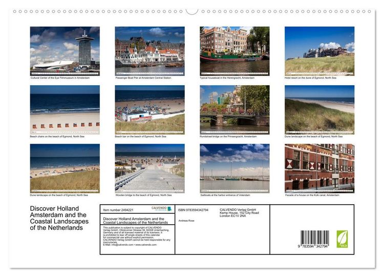 Produktbild: Discover Holland Amsterdam and the Coastal Landscapes of the Netherlands (High Quality Premium Wall Calendar 2027 DIN A2 landscape),CALVENDO 12 Month Wall Calendar