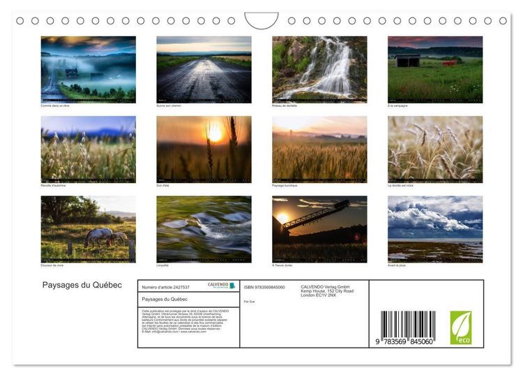 Produktbild: Paysages du Qu&eacute;bec (Calendrier mural 2027 DIN A4 vertical), CALVENDO calendrier mensuel