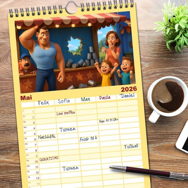 Produktbild: Familienplaner 2026 - Meine Familie, Kraftsport und ich mit 5 Spalten (Wandkalender, 21 x 45 cm) CALVENDO