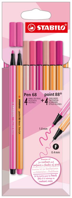 Produktbild: STABILO Pen 68 & point 88 8er Etui Shades of Pink