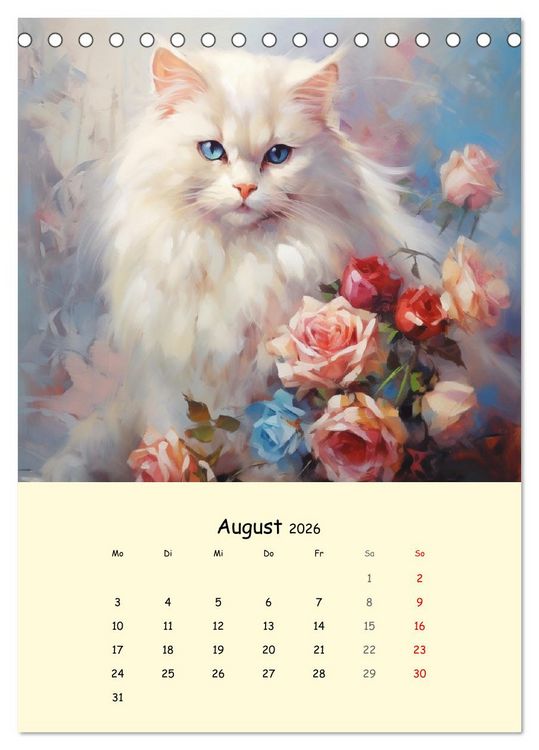 Produktbild: Liebliche Katzen. Anmut und W&uuml;rde mit Blumen (Tischkalender 2026 DIN A5 hoch), CALVENDO Monatskalender