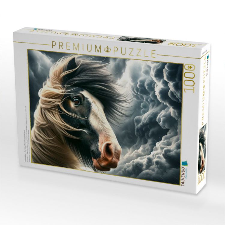 Produktbild: CALVENDO Puzzle Sturmreiter - Ein Tinker Pony Hengst im Wind | 1000 Teile Lege-Gr&ouml;&szlig;e 64x48cm Foto-Puzzle f&uuml;r gl&uuml;ckliche Stunden