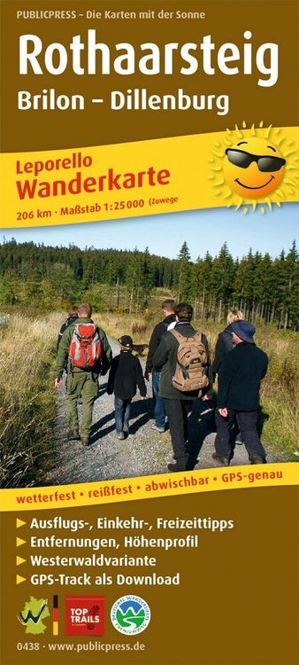 Produktbild: Wanderkarte Rothaarsteig, Brilon - Dillenburg 1 : 25 000