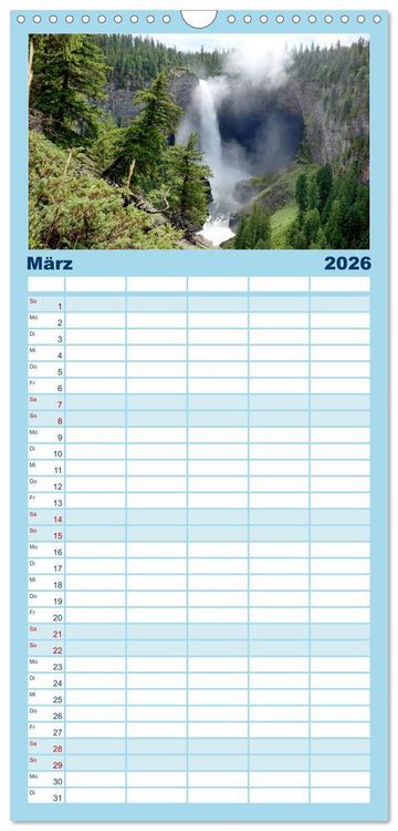 Produktbild: Familienplaner 2026 - Kanadas Westen - Berge und Wasser mit 5 Spalten (Wandkalender, 21 x 45 cm) CALVENDO
