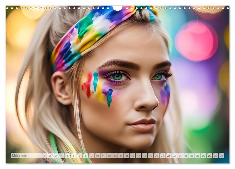 Produktbild: Farben der Weiblichkeit - Kunstvolle KI Portraits (Wandkalender 2026 DIN A3 quer), CALVENDO Monatskalender