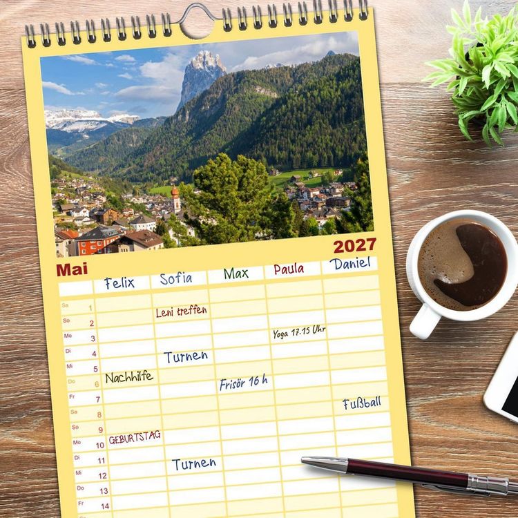 Produktbild: Familienplaner 2027 - S&uuml;dtirol - Von Meran bis zum Pragser Wildsee mit 5 Spalten (Wandkalender, 21 x 45 cm) CALVENDO