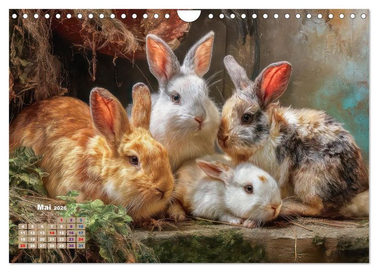 Produktbild: Kaninchenportraits &ndash; Szenen voller Charme (Wandkalender 2026 DIN A4 quer), CALVENDO Monatskalender