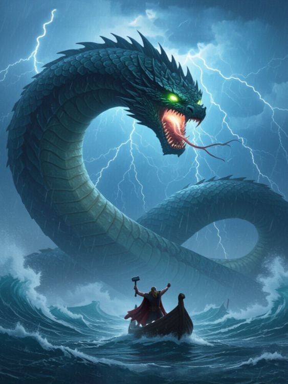 Produktbild: CALVENDO Puzzle J&ouml;rmungandr, weltumspannende Midgardschlange | 1000 Teile Lege-Gr&ouml;&szlig;e 64x48cm Foto-Puzzle f&uuml;r gl&uuml;ckliche Stunden