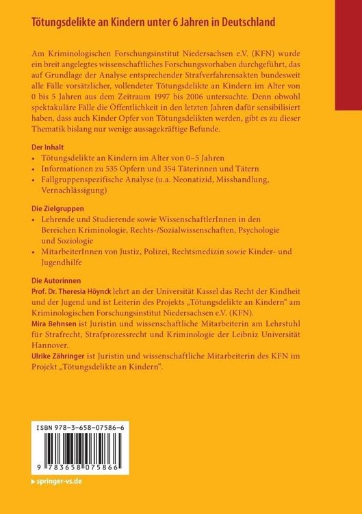 Produktbild: T&ouml;tungsdelikte an Kindern unter 6 Jahren in Deutschland