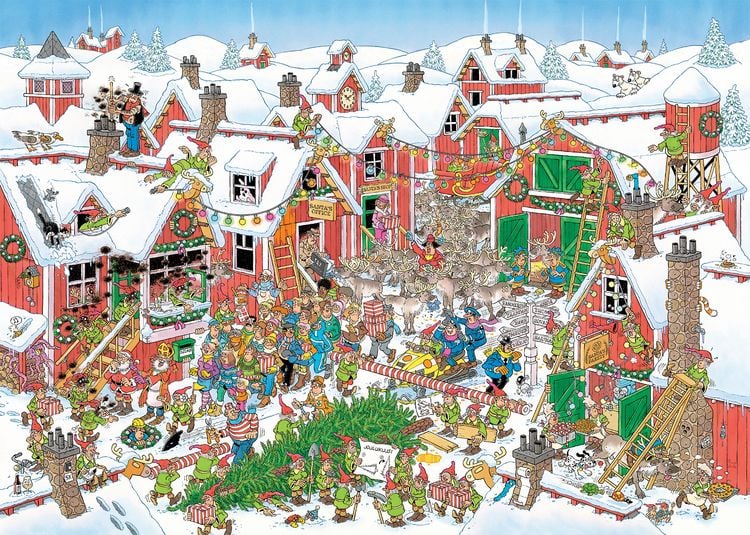 Produktbild: Jumbo 1110100613 - Jan van Haasteren, Das Dorf des Weihnachtsmann, Comic-Puzzle, 1000 Teile
