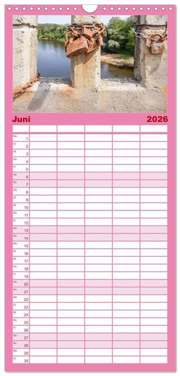 Produktbild: Familienplaner 2026 - Liebesschl&ouml;sser, Ich liebe Dich mit 5 Spalten (Wandkalender, 21 x 45 cm) CALVENDO