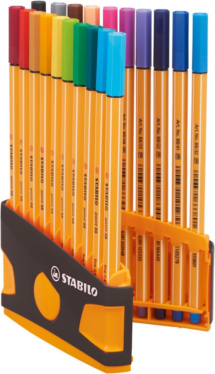 Produktbild: STABILO Fineliner -   point 88 ColorParade - 20er Tischset in anthrazit/orange - mit 20 verschiedenen Farben
