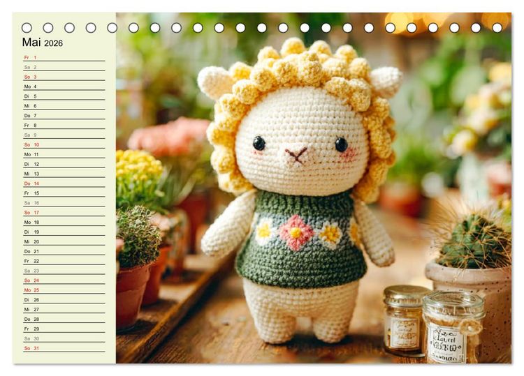 Produktbild: Kleine Freunde aus Wolle. Zauberhaft geh&auml;kelte Tierchen (Tischkalender 2026 DIN A5 quer), CALVENDO Monatskalender
