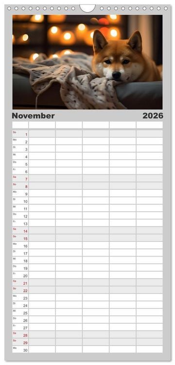 Produktbild: Familienplaner 2026 - Shiba Inu - Stolz und Anmut mit 5 Spalten (Wandkalender, 21 x 45 cm) CALVENDO