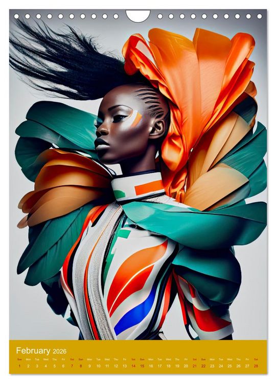 Produktbild: African beauties in a feather style (Wall Calendar 2026 DIN A4 portrait), CALVENDO 12 Month Wall Calendar