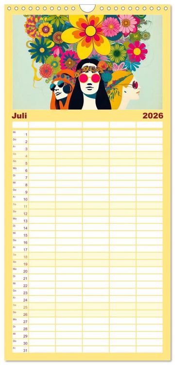 Produktbild: Familienplaner 2026 - Psychodelic Art mit 5 Spalten (Wandkalender, 21 x 45 cm) CALVENDO