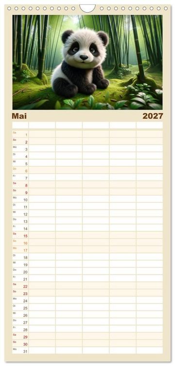 Produktbild: Familienplaner 2027 - Baby-Tiere mit 5 Spalten (Wandkalender, 21 x 45 cm) CALVENDO
