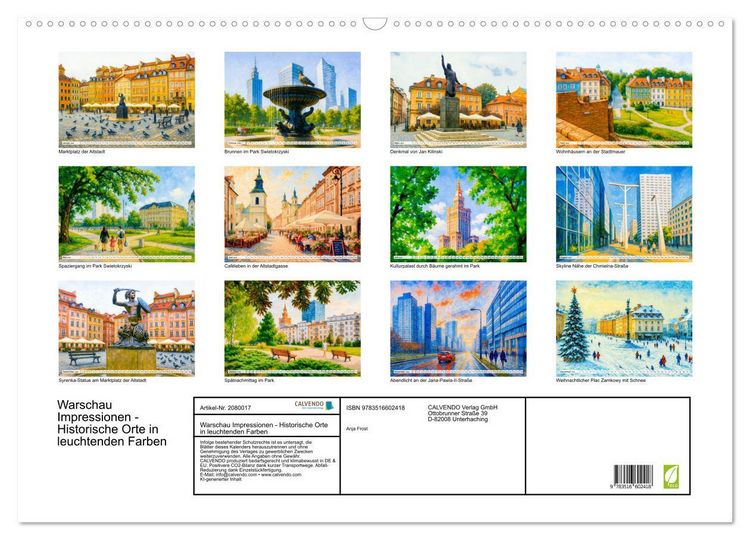 Produktbild: Warschau Impressionen - Historische Orte in leuchtenden Farben (Wandkalender 2026 DIN A2 quer), CALVENDO Monatskalender
