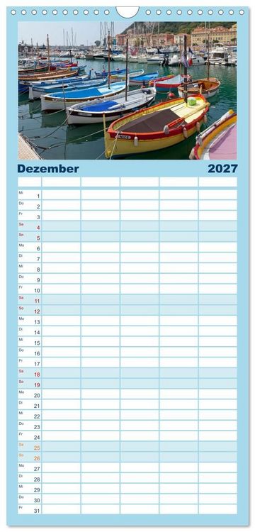 Produktbild: Familienplaner 2027 - C&ocirc;te d&rsquo;Azur - Sehnsuchtsort am Mittelmeer mit 5 Spalten (Wandkalender, 21 x 45 cm) CALVENDO