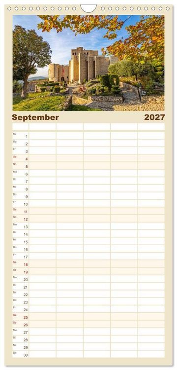 Produktbild: Familienplaner 2027 - Durr&euml;s und Kruja &ndash; Sch&auml;tze Albaniens mit 5 Spalten (Wandkalender, 21 x 45 cm) CALVENDO