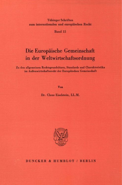 Produktbild: Die Europ&auml;ische Gemeinschaft in der Weltwirtschaftsordnung.