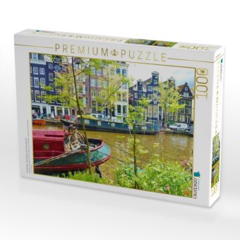 Produktbild: CALVENDO Puzzle Amsterdam - Hausboote an der Prinsengracht | 1000 Teile Lege-Gr&ouml;&szlig;e 64x48cm Foto-Puzzle f&uuml;r gl&uuml;ckliche Stunden