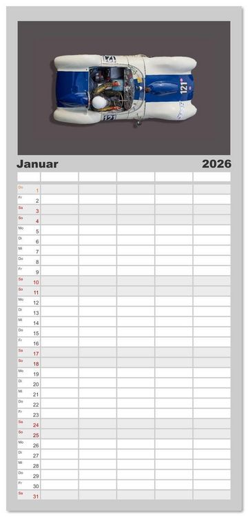 Produktbild: Familienplaner 2026 - Two-Seater Racing Cars 1950-1960 mit 5 Spalten (Wandkalender, 21 x 45 cm) CALVENDO