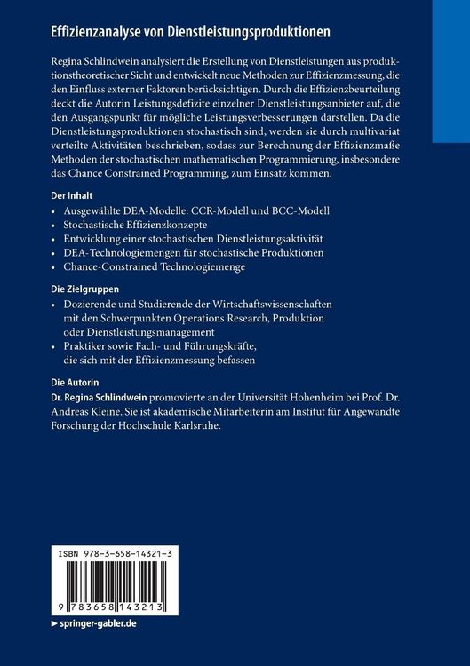 Produktbild: Effizienzanalyse von Dienstleistungsproduktionen