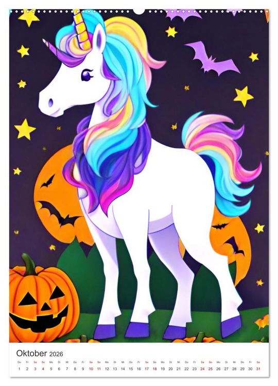 Produktbild: Jeder braucht ein Einhorn in seinem Leben - Bildergeschichte f&uuml;r Kinder (hochwertiger Premium Wandkalender 2026 DIN A2 hoch), Kunstdruck in Hochglanz