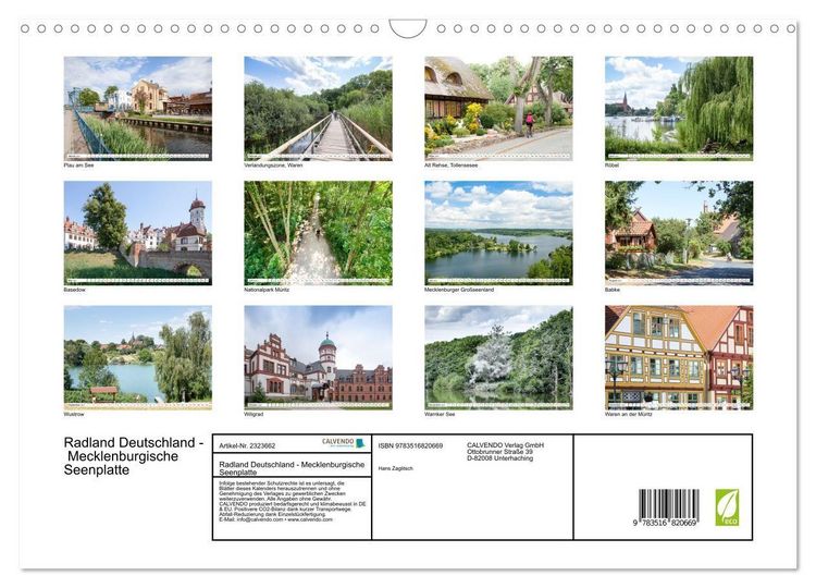 Produktbild: Radland Deutschland - Mecklenburgische Seenplatte (Wandkalender 2027 DIN A3 quer), CALVENDO Monatskalender