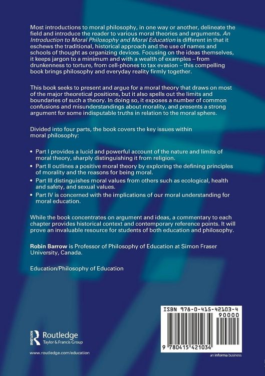 Produktbild: An Introduction to Moral Philosophy and Moral Education