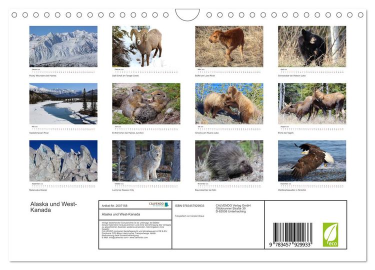 Produktbild: Alaska und West-Kanada (Wandkalender 2026 DIN A4 quer), CALVENDO Monatskalender