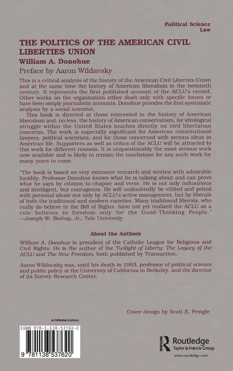 Produktbild: The Politics of the American Civil Liberties Union