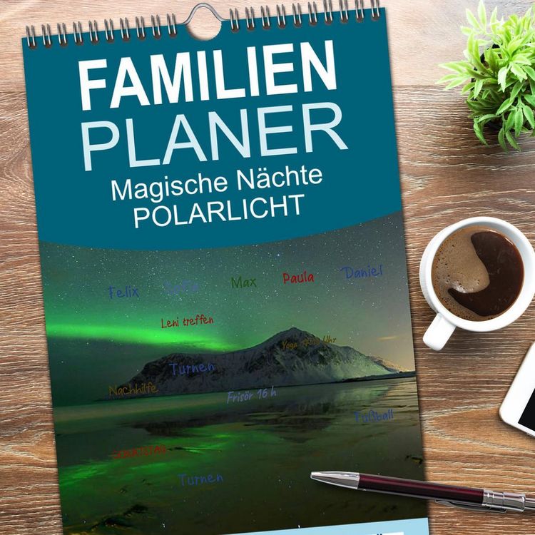 Produktbild: Familienplaner 2026 - Magische N&auml;chte - POLARLICHT mit 5 Spalten (Wandkalender, 21 x 45 cm) CALVENDO