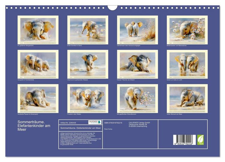 Produktbild: Sommertr&auml;ume. Elefantenkinder am Meer (Wandkalender 2027 DIN A3 quer), CALVENDO Monatskalender