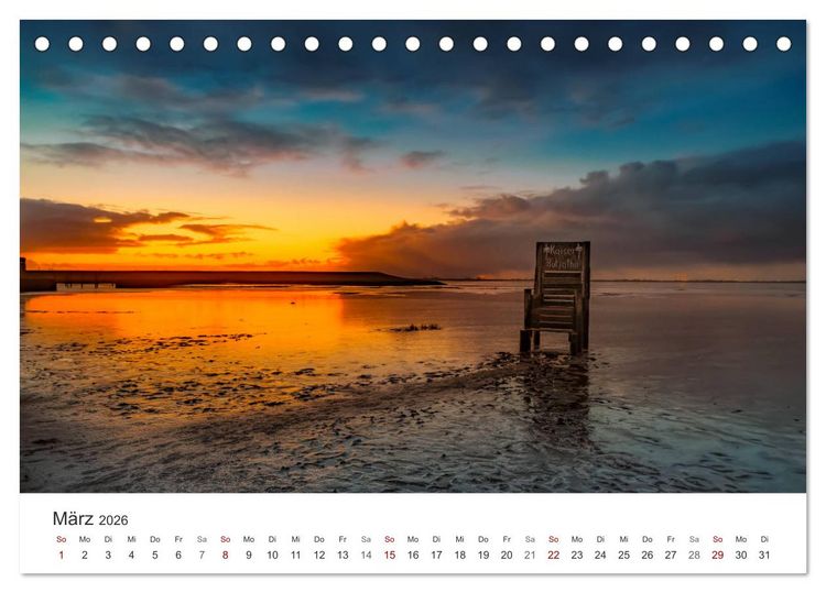 Produktbild: Nieders&auml;chsische K&uuml;ste - K&uuml;stenorte von Ostfriesland bis Bremerhaven (Tischkalender 2026 DIN A5 quer), CALVENDO Monatskalender
