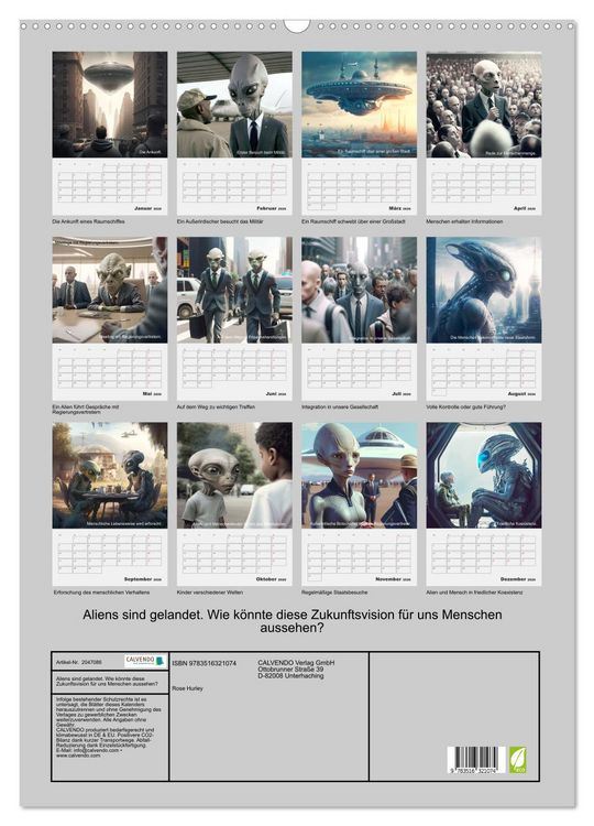Produktbild: Aliens sind gelandet. Wie k&ouml;nnte diese Zukunftsvision f&uuml;r uns Menschen aussehen? (Wandkalender 2026 DIN A2 hoch), CALVENDO Monatskalender